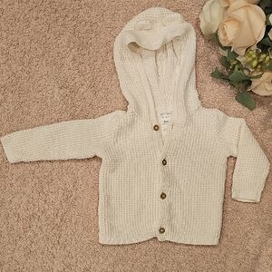 Carter's Cream Hooded Sweatshirt with Ribbed Texture
